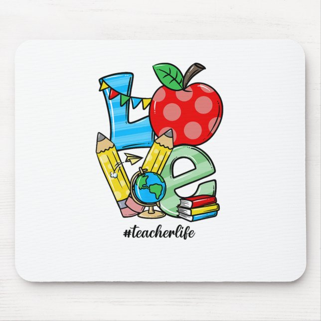 Teacher Teaching Stuff Love Apple Symbol  Mouse Pad (Front)