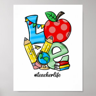 Teacher Teaching Stuff Love Apple Symbol Poster