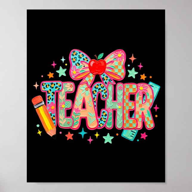 Teacher teaching teach back to school first day of poster (Front)