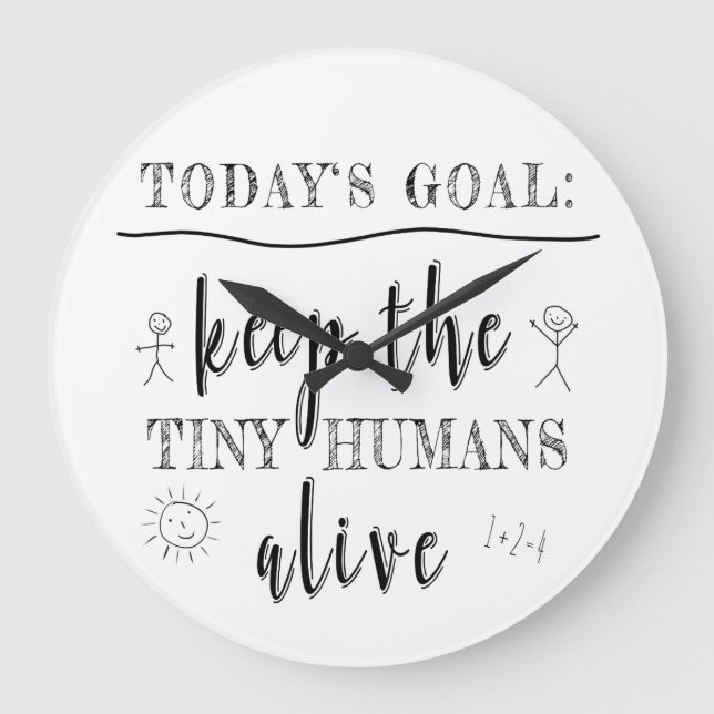 Teacher Teaching Tiny Human School Graduation Gift Large Clock (Front)