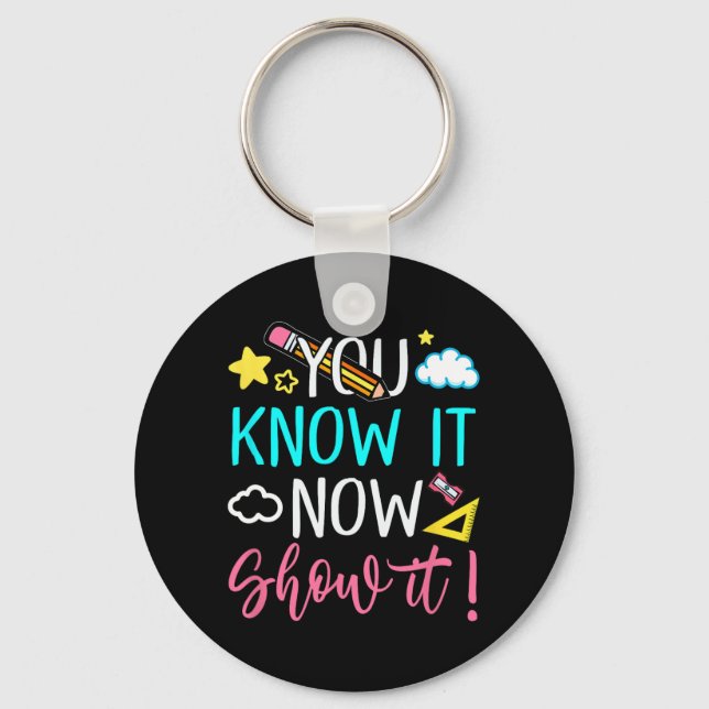 Teacher Testing For Men Women Test Day Math Scienc Key Ring (Front)