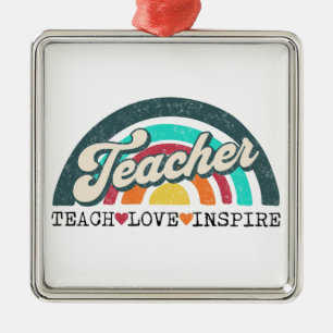 Teacher text design metal ornament