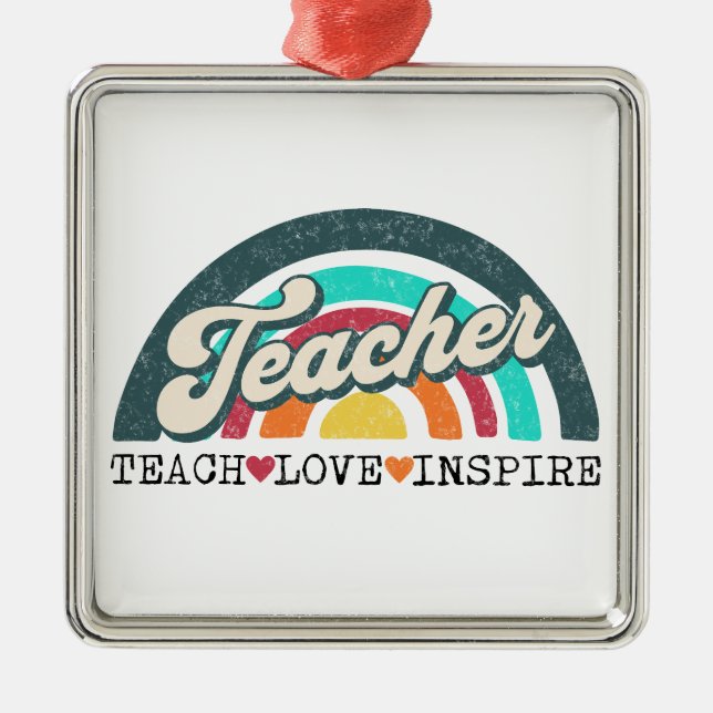 Teacher text design metal ornament (Front)