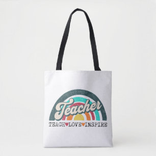 Teacher text design tote bag