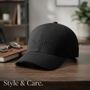 TEACHER Text Mark Clean Modern Design Embroidered Hat