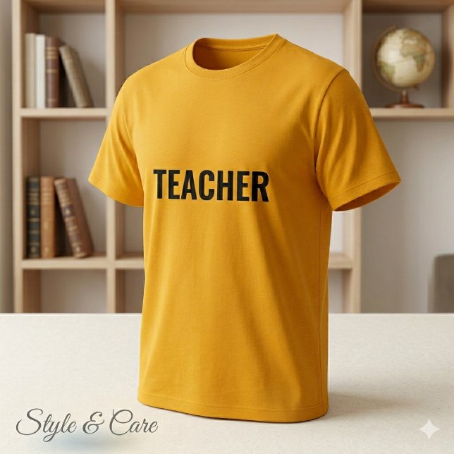 TEACHER Text Statement Gold Tee for Men (TEACHER Text Statement Gold Tee for Men)