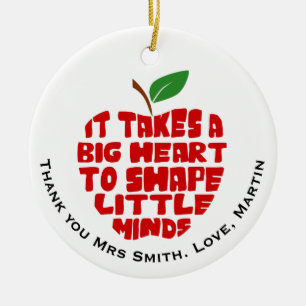 Teacher thank you apple christmas gift ceramic ornament