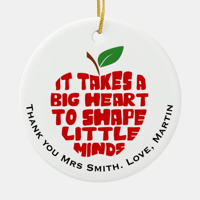 Teacher thank you apple christmas gift ceramic ornament (Front)