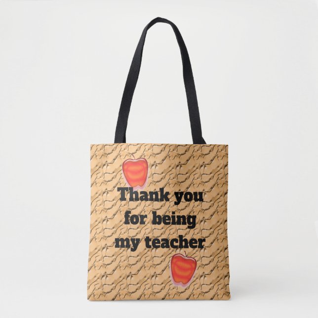 Teacher Thank You Bright Red Apple Appreciation Tote Bag (Front)