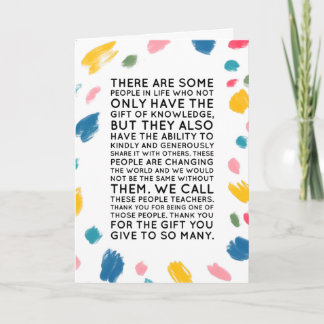 Teacher Thank You Card - Unique Colourful