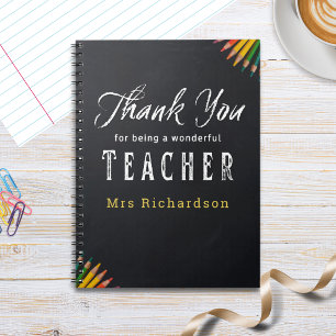 Teacher Thank You Chalkboard Custom Name Notebook