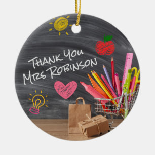 Teacher Thank You Christmas End of School Year Ceramic Ornament
