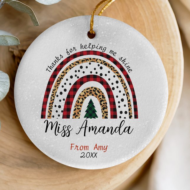 Teacher thank you Christmas rainbow  Ceramic Ornament (Creator Uploaded)