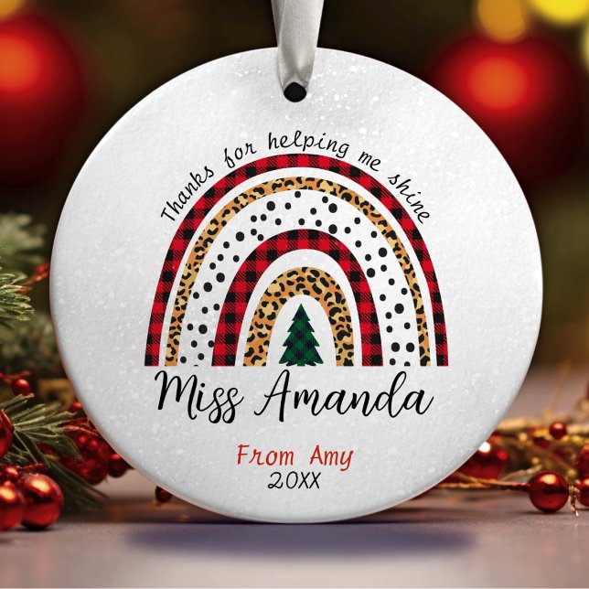 Teacher thank you Christmas rainbow  Ceramic Ornament (Creator Uploaded)