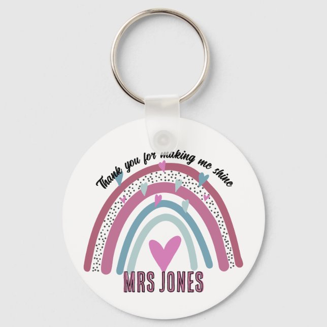 teacher thank you for making me rainbow retirement key ring (Front)