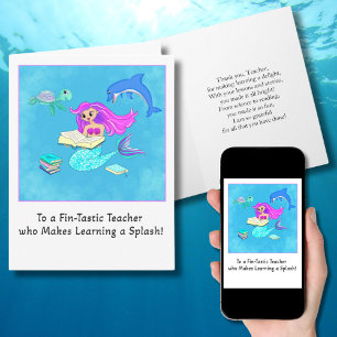 Teacher Thank You Mermaid Reading to Friends Card
