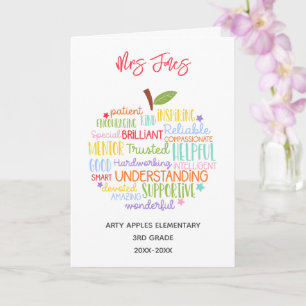 teacher thank you retirement word art apple card