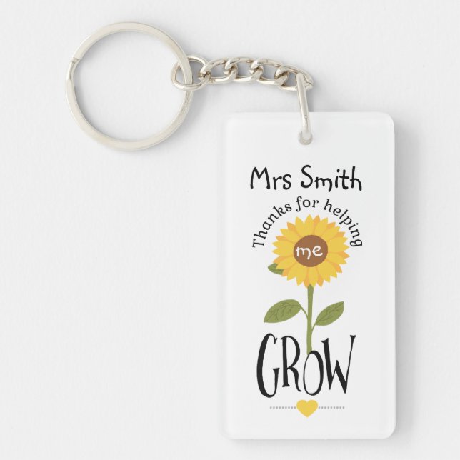 Teacher Thanks for helping us grow sunflower Key Ring (Front)
