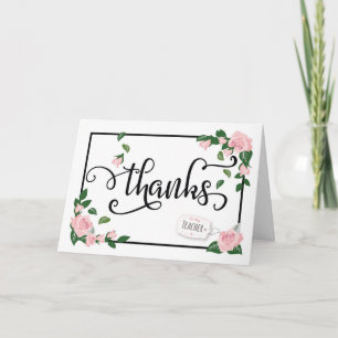 Teacher Thanks with Elegant Pink Roses Thank You Card
