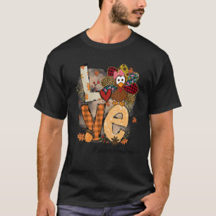 Teacher Thanksgiving Love Spanish Teacher Cute Tur T-Shirt