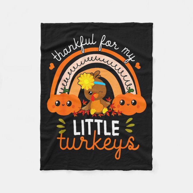 Teacher Thanksgiving Shirt Thankful For My Little  Fleece Blanket (Front)