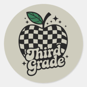 Teacher Third Grade 3rd Back to School Classic Round Sticker