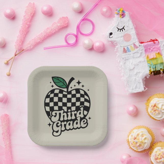 Teacher Third Grade 3rd Back to School Paper Plate (Party)