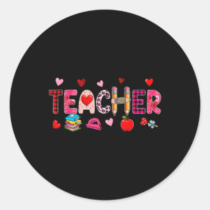 Teacher Tools Valentine's Day Leopard Job Team Cut Classic Round Sticker