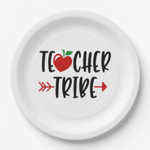 Teacher Tribe Apple And Arrow Paper Plate