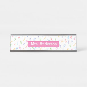 Teacher / Tutor - Cute Alphabet Pattern Desk Name Plate