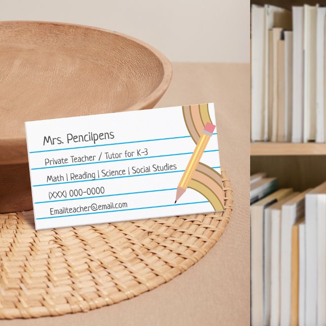 Teacher Tutor Neutral Boho Rainbow Flashcard Business Card (Creator Uploaded)