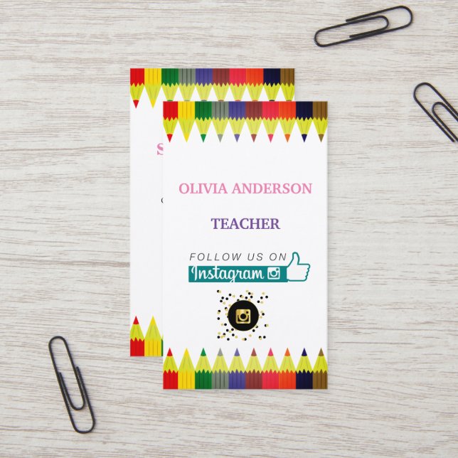 Teacher | Tutor ,Social Media QR Code  Business Card (Front/Back In Situ)
