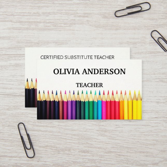 Teacher | Tutor White Business Cards (Front/Back In Situ)