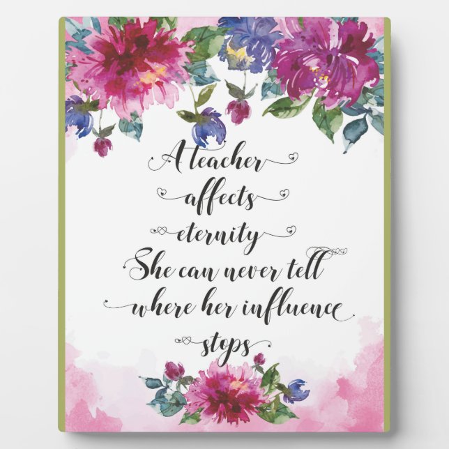 Teacher Typography Back to school Retirement Gift Plaque (Front)