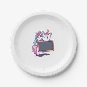 Teacher Unicorn (1) Paper Plate