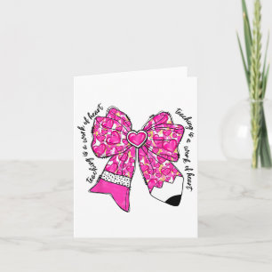Teacher Valentine Coquette Bow Pencil Card