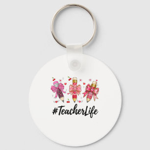 Teacher Valentine Coquette Bow Teacher Valentines  Key Ring
