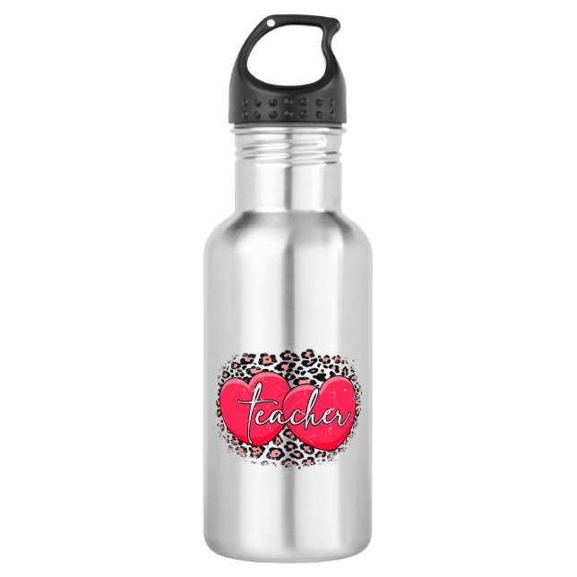 teacher valentine leopard 532 ml water bottle (Front)
