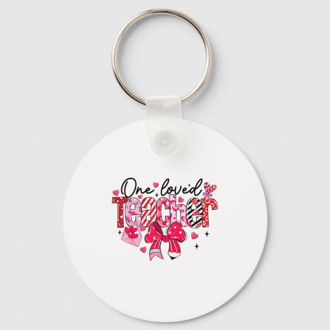 Teacher Valentine Loved Teacher Valentine's Day Co Key Ring (Front)