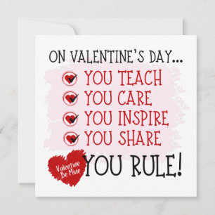 Teacher Valentine, You Rule Teacher Card