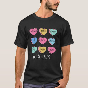 Teacher Valentines Day Conversation Candy Heart Te T-Shirt