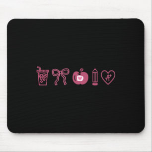 Teacher Valentines Day Coquette Hearts Iced Coffee Mouse Pad