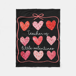 Teacher Valentine's Day Coquette Strawberry Hearts Fleece Blanket