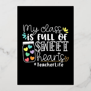 Teacher Valentines Day Foil Holiday Card