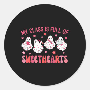 Teacher Valentines Day Ghost My Cl Is Full Of Swee Classic Round Sticker