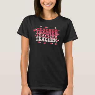 Teacher Valentines Day Pink Graphic Retro Outfit f T-Shirt