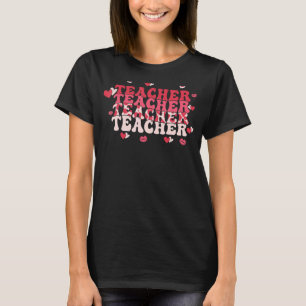 Teacher Valentines Day Pink Graphic Retro Outfit f T-Shirt