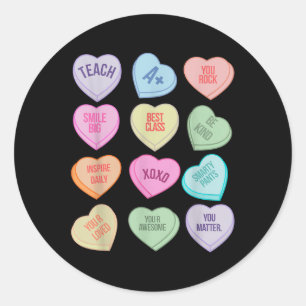 Teacher Valentines Day Shirt Teach Heart Candy Classic Round Sticker