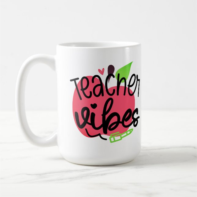 Teacher Vibes Apple Coffee Mug (Left)