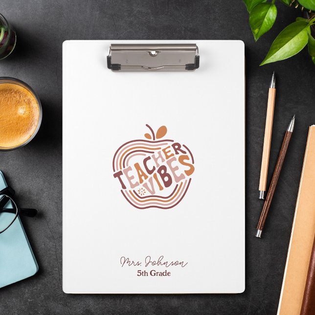 Teacher Vibes Boho Apple Appreciation Gift Clipboard (Creator Uploaded)